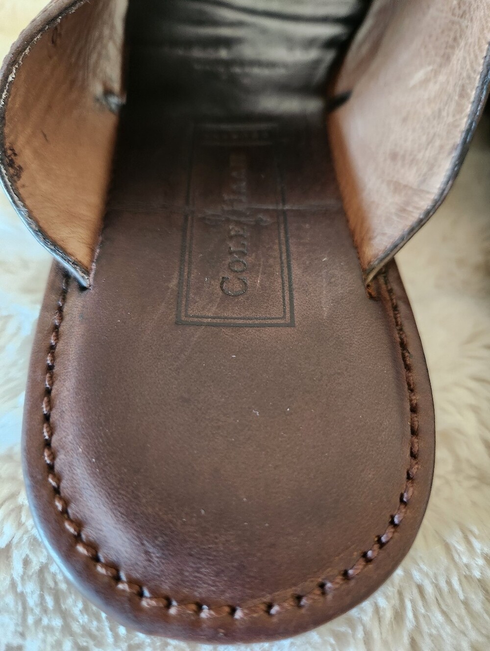 Cole Haan Brown Leather Embossed Sandals/Slides Women's Size 8 - Picture 7 of 16